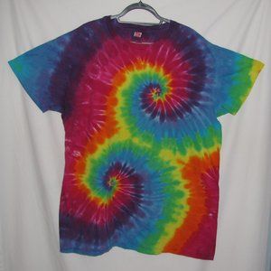 Mens Vintage Single Stitch Rainbow Spiral Tie Dye T-Shirt Size 3XL Made in USA